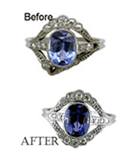 Before & after repair - Sapphire ring